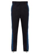 Matchesfashion.com Stella Mccartney - Striped Mid Rise Wool Stirrup Trousers - Mens - Dark Blue