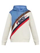 Matchesfashion.com Fendi - Mania Logo Embroidered Hooded Cotton Sweatshirt - Mens - White Multi