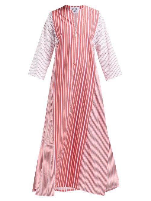 Matchesfashion.com Evi Grintela - Novella Striped Cotton Kaftan - Womens - Red