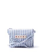Marni - Trunk Mini Striped-cotton Shoulder Bag - Womens - Blue Stripe