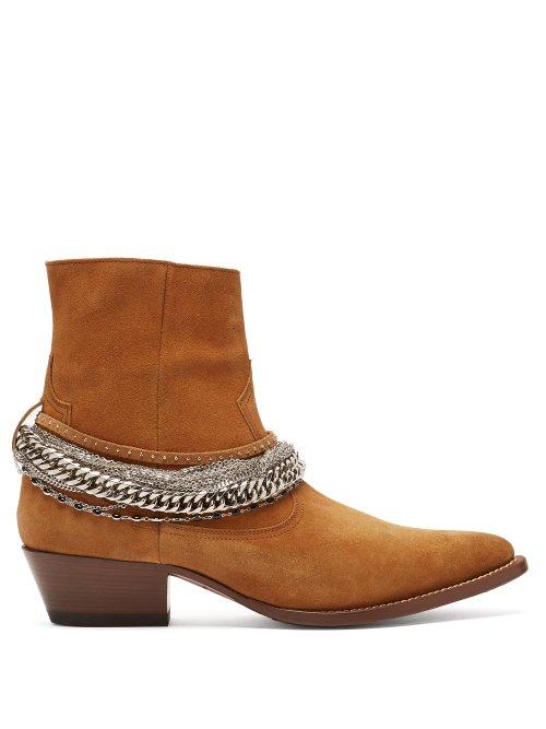 Matchesfashion.com Amiri - Western Chain Suede Boots - Mens - Brown