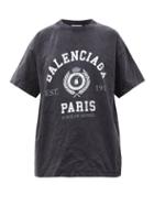 Balenciaga - Paris-logo Cotton-jersey T-shirt - Womens - Black