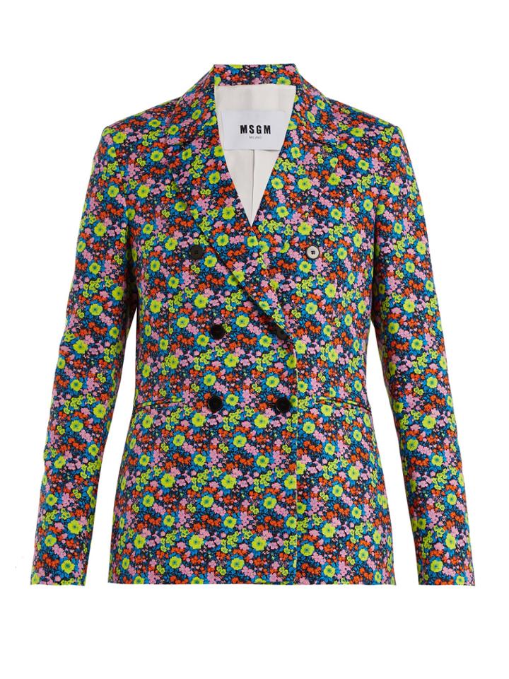 Msgm Floral-print Cotton-twill Blazer