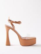 Amina Muaddi - Sita 140 Leather Platform Sandals - Womens - Nude