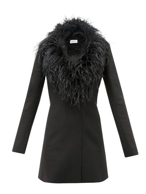 Ladies Rtw 16arlington - Feather-trimmed Crepe Mini Dress - Womens - Black