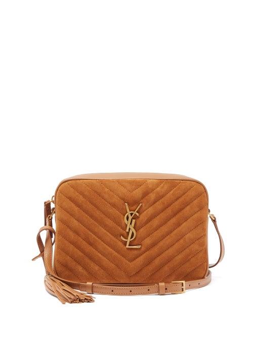 Matchesfashion.com Saint Laurent - Lou Medium Ysl-logo Quilted-suede Cross-body Bag - Womens - Tan