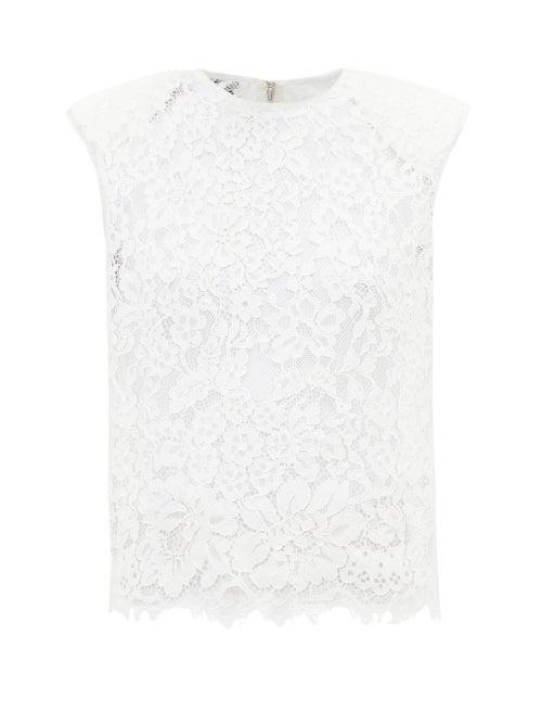 Matchesfashion.com Self-portrait - Padded-shoulder Corded-lace Top - Womens - Ivory