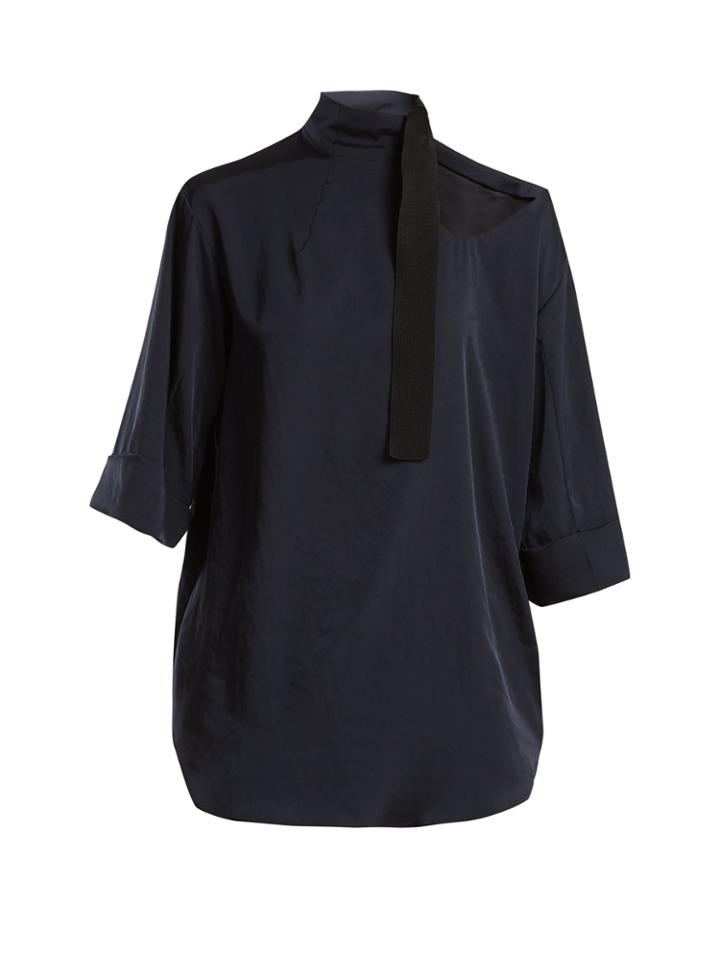 Toga Cut-out Neck-tie Blouse