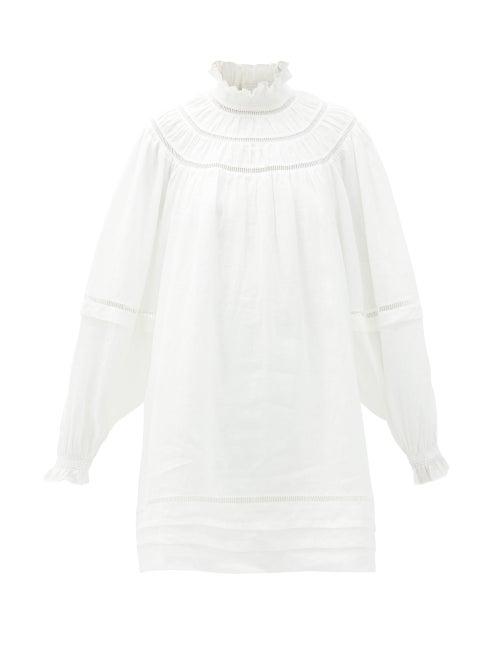 Matchesfashion.com Isabel Marant Toile - Adenia Balloon-sleeve Linen Mini Dress - Womens - White