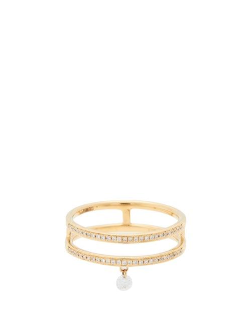 Matchesfashion.com Persee - Zeus Diamond & 18kt Gold Double Ring - Womens - Yellow Gold