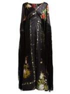 Matchesfashion.com By Walid - Wisteria Print Kaftan - Womens - Black Print