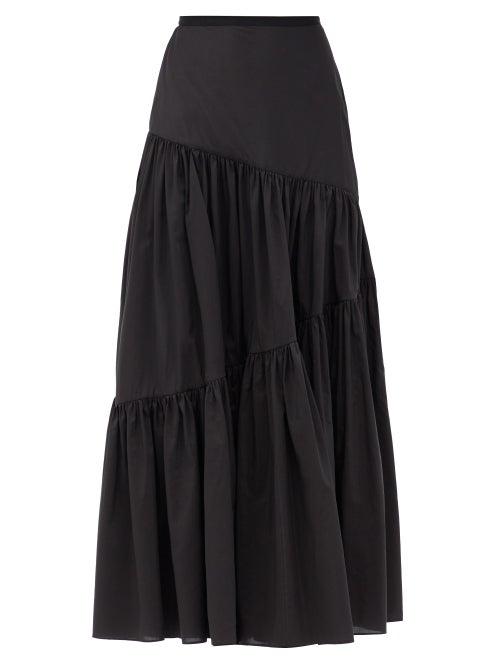 Matchesfashion.com Matteau - Asymmetric High-rise Cotton-poplin Skirt - Womens - Black