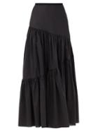 Matchesfashion.com Matteau - Asymmetric High-rise Cotton-poplin Skirt - Womens - Black