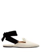 Attico Elena Embellished Point-toe Canvas Shoes