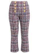 Matchesfashion.com Balmain - High Rise Tweed Cropped Trousers - Womens - Red Multi