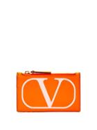 Matchesfashion.com Valentino Garavani - V-logo Leather Cardholder - Womens - Orange