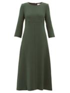 Matchesfashion.com Goat - Happy Wool Crepe Midi Dress - Womens - Dark Green