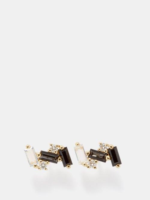 Suzanne Kalan - Amalfi Burst Diamond, Quartz & 14kt Gold Earrings - Womens - Gold Multi