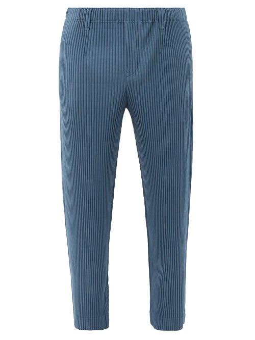 Homme Pliss Issey Miyake - Technical-pleated Straight-leg Trousers - Mens - Blue