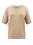 Matchesfashion.com Brunello Cucinelli - Monili Trim Cashmere, Wool And Silk Sweater - Womens - Beige