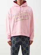 Gucci - Logo-appliqu Cotton-jersey Hooded Sweatshirt - Mens - Pink Multi
