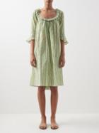 Thierry Colson - Antoinette Cotton-voile Midi Dress - Womens - Green Print