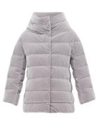 Matchesfashion.com Herno - High Neck Padded Velvet Jacket - Womens - Light Grey