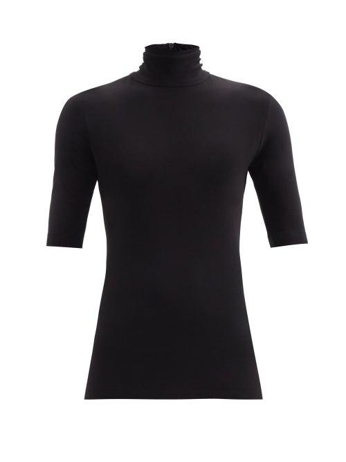 Matchesfashion.com Norma Kamali - Roll-neck Stretch-jersey Top - Womens - Black