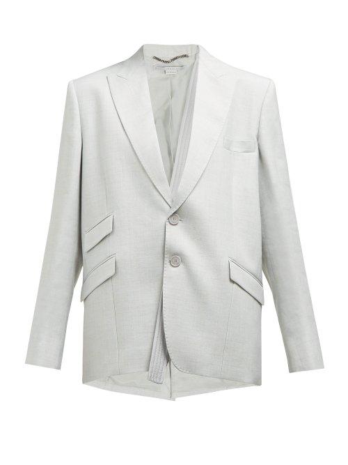 Matchesfashion.com Stella Mccartney - Cross Body Strap Oversized Blazer Jacket - Womens - Light Grey