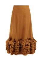 Matchesfashion.com Molly Goddard - Nora Ruffled Cotton Skirt - Womens - Brown