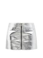 Saint Laurent - Zipped Metallic-leather Mini Skirt - Womens - Silver