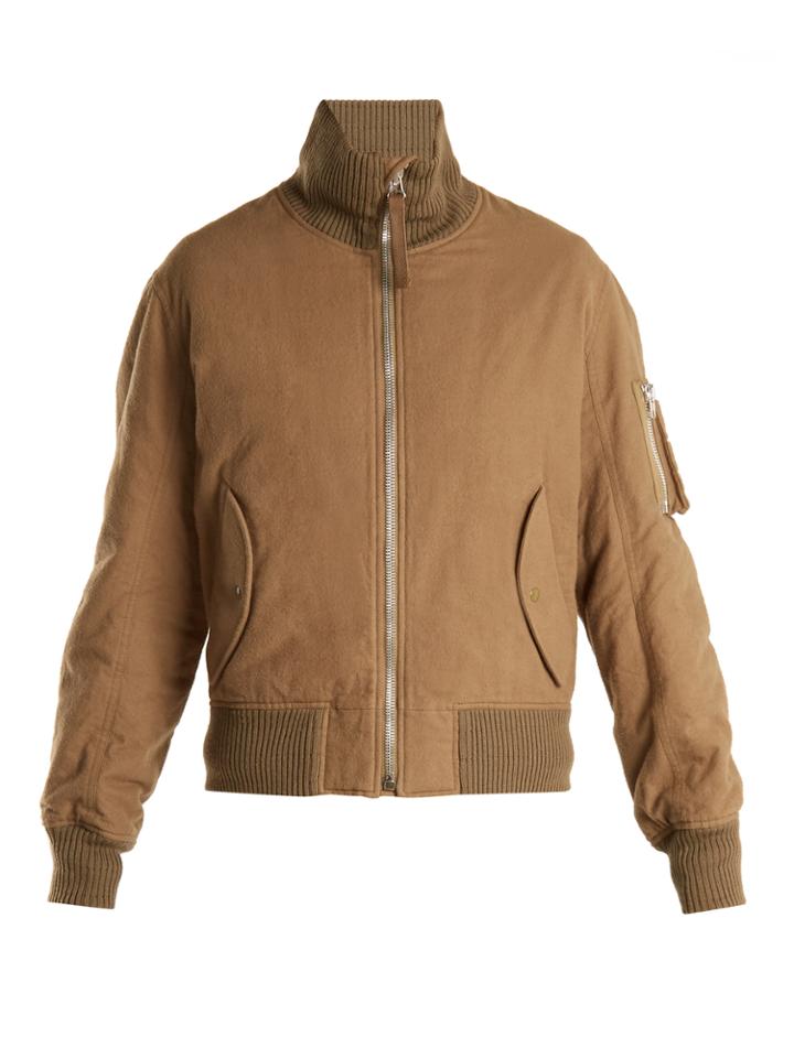 Helmut Lang High-neck Brushed-cotton Bomber Jacket