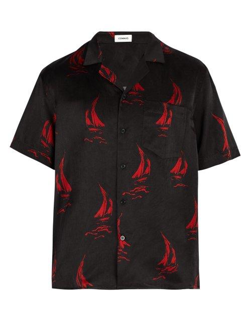 Matchesfashion.com Commas - Sail Boat Print Camp Collar Shirt - Mens - Black Multi