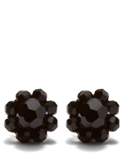 Simone Rocha - Crystal-flower Stud Earrings - Womens - Black