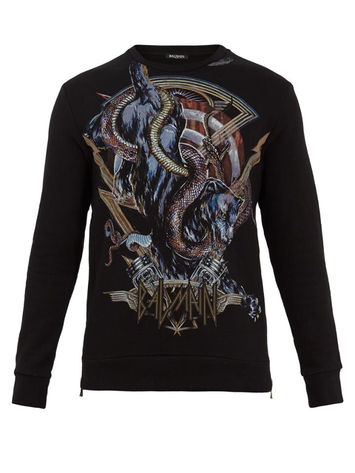 Balmain Panther And Snake-print Cotton-jersey Sweatshirt