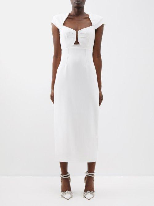 Roland Mouret - Cutout Cady Midi Dress - Womens - White