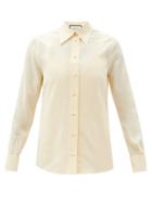 Matchesfashion.com Gucci - Matte Silk-crepe Blouse - Womens - Light Yellow