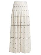 Matchesfashion.com Anaak - Jaisalmer Diamond Jacquard Maxi Skirt - Womens - White Print