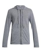 Onia James Striped Zip-through Hooded Sweatshirt