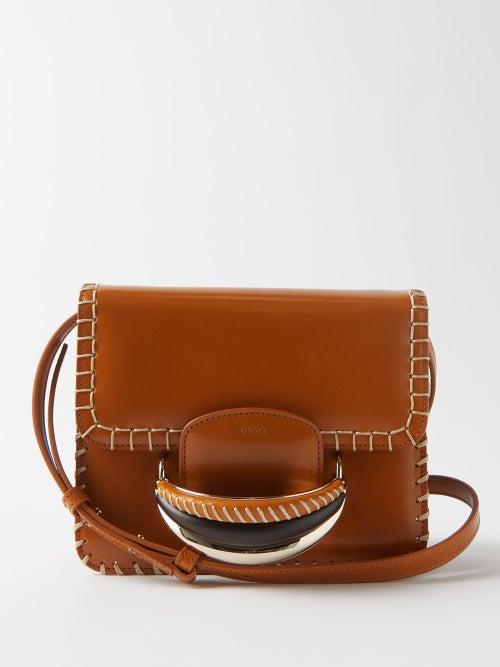 Chlo - Kattie Blanket-stitched Leather Shoulder Bag - Womens - Tan