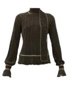 Matchesfashion.com Peter Pilotto - Scarf-neck Pliss Metallic-knit Sweater - Womens - Black