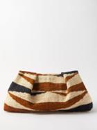 Sensi Studio - Pleated Striped-sisal Pouch - Womens - Beige Multi