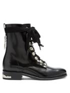 Toga Buckle And Lace-up Leather Ankle Boots
