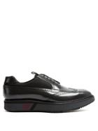 Prada Stacked-sole Mesh-detail Leather Brogues