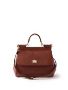Dolce & Gabbana - Sicily Medium Lizard-effect Leather Bag - Womens - Brown