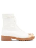 Matchesfashion.com Gabriela Hearst - Riccardo Toe-cap Leather Lace-up Boots - Womens - White Gold