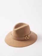 Valentino - V-logo Felt Fedora Hat - Womens - Camel