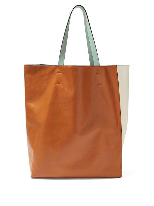 Matchesfashion.com Marni - Large Museum Colour Block Tote - Womens - Tan White