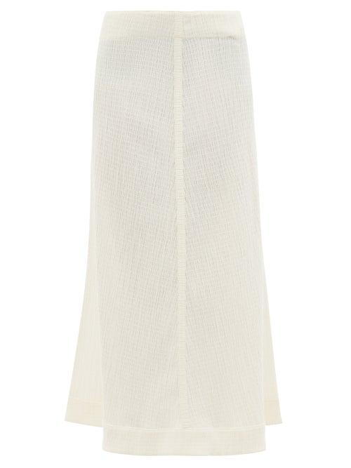 Ladies Rtw Jil Sander - High-rise Waffle-knit Midi Skirt - Womens - Cream