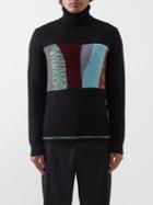 Missoni - Panelled-intarsia Roll-neck Wool-blend Sweater - Mens - Black Multi